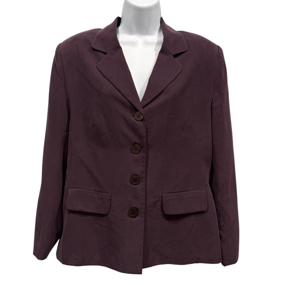 VTG Victoria Holley Silk Blazer Jacket‎ Purple Career Travel Office Womens 12